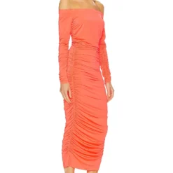ROBE KAMALI Neon Orange 4 ROBE KAMALI Neon Orange -Ravis Mode Soldes Boutique LAGR WD168 V2