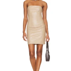 ROBE COURTE LUCA VEGAN LEATHER Taupe -Ravis Mode Soldes Boutique LBLR WD24 V4