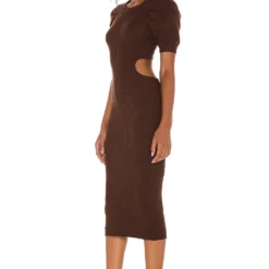 ROBE MI-LONGUE CLEMENTINE Chocolate Brown -Ravis Mode Soldes Boutique LPAR WD547 V3