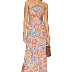 ROBE LONGUE À DÉCOUPES RETRO LULI Multicolor