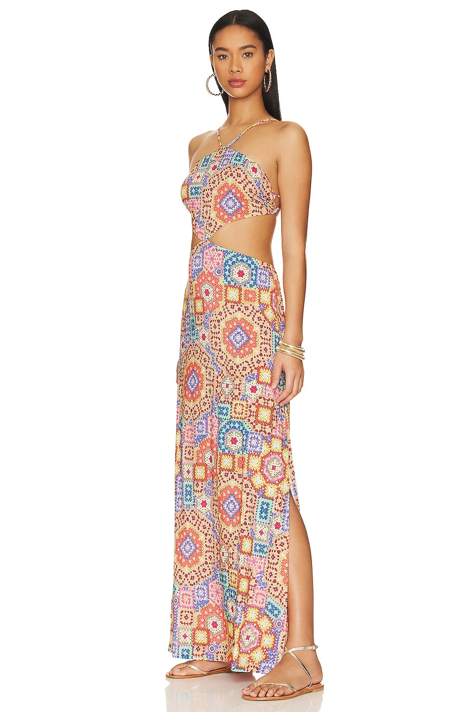 ROBE LONGUE À DÉCOUPES RETRO LULI Multicolor 3 ROBE LONGUE À DÉCOUPES RETRO LULI Multicolor – Image 3