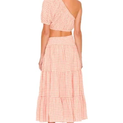 ROBE MI-LONGUE MALIA Orchid Pink Check -Ravis Mode Soldes Boutique MALR WD1112 V3
