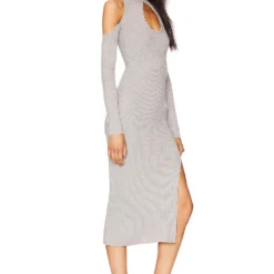 ROBE MI-LONGUE LYRA Heather Grey 4 ROBE MI-LONGUE LYRA Heather Grey -Ravis Mode Soldes Boutique MALR WD1168 V2