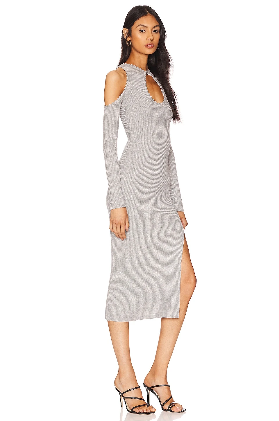 ROBE MI-LONGUE LYRA Heather Grey 2 ROBE MI-LONGUE LYRA Heather Grey – Image 2