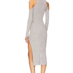 ROBE MI-LONGUE LYRA Heather Grey 5 ROBE MI-LONGUE LYRA Heather Grey -Ravis Mode Soldes Boutique MALR WD1168 V3