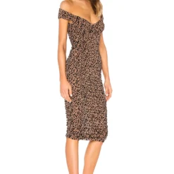 ROBE MI-LONGUE TABITHA Tan Leopard -Ravis Mode Soldes Boutique MALR WD530 V2