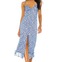 ROBE MI-LONGUE QUINCY Blue Ditsy