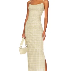 ROBE MI-LONGUE THAIS Baby Plaid Limon