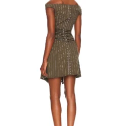 ROBE CELESTIAL Olive Pinstripe -Ravis Mode Soldes Boutique MAOU WD29 V4