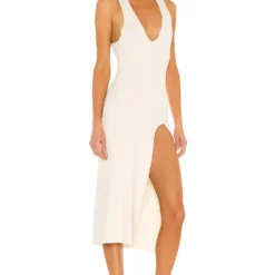 ROBE PRÈS DU CORPS VARIEGATED RIB Ivory -Ravis Mode Soldes Boutique MELR WD381 V3