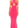 ROBE MAXI CROSS FRONT Hot Pink