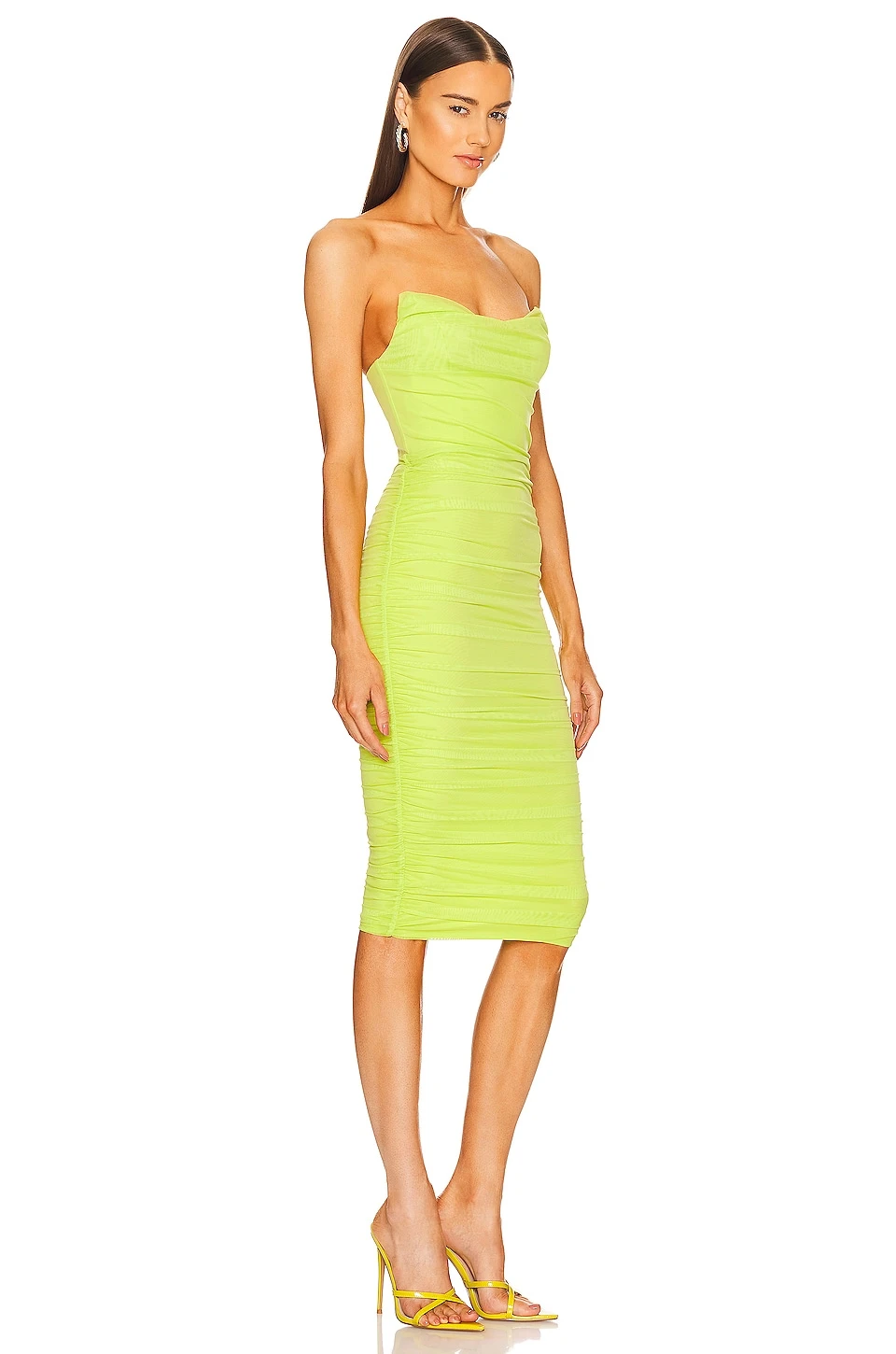 ROBE MI-LONGUE INDIA Lime Green 2 ROBE MI-LONGUE INDIA Lime Green – Image 2