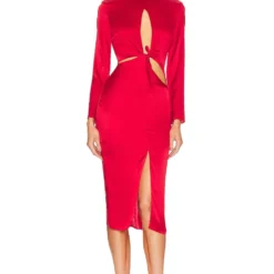 ROBE MI-LONGUE ROSE Red