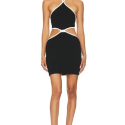 MILLY ROBE MINI DOS NU GALON CONTRASTANT Black & Ecru