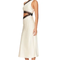 ROBE MI-LONGUE HATTIE Pink Champagne & Black -Ravis Mode Soldes Boutique MISR WD261 V3