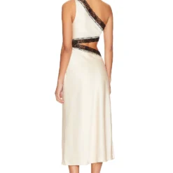 ROBE MI-LONGUE HATTIE Pink Champagne & Black -Ravis Mode Soldes Boutique MISR WD261 V4