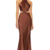ROBE DOS-NU LONGUE EDEM Chocolate