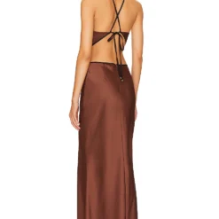 ROBE DOS-NU LONGUE EDEM Chocolate -Ravis Mode Soldes Boutique MISR WD298 V3