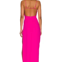 ROBE LONGUE DRAPÉE CATALINA Hot Pink -Ravis Mode Soldes Boutique MOTO WD113 V3