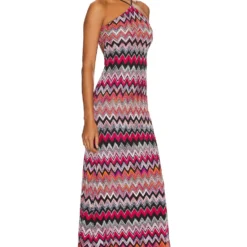 Missoni ROBE MAXI SANS MANCHES Tonal Pink & Black -Ravis Mode Soldes Boutique MSNI WD1 V2