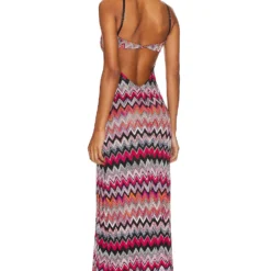 Missoni ROBE MAXI SANS MANCHES Tonal Pink & Black -Ravis Mode Soldes Boutique MSNI WD1 V3