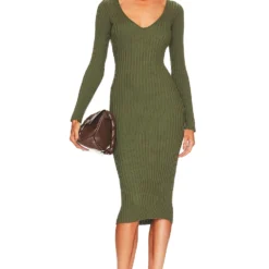 ROBE BEKAH Olive Green -Ravis Mode Soldes Boutique NBDR WD2357 V1 1