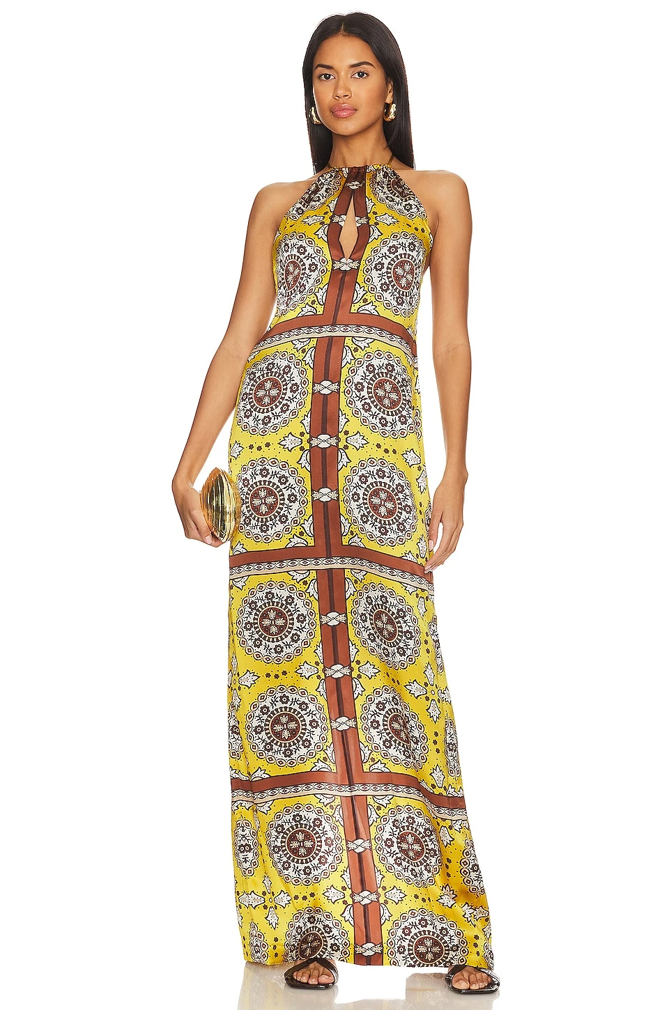 NILI LOTAN ROBE RIGEL SCARF Scarf Print Yellow 1 NILI LOTAN ROBE RIGEL SCARF Scarf Print Yellow