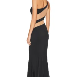 Norma Kamali ROBE Black & Nude Mesh -Ravis Mode Soldes Boutique NKAM WD408 V3