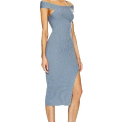 ROBE MI-LONGUE BELLA Dusty Blue 4 ROBE MI-LONGUE BELLA Dusty Blue -Ravis Mode Soldes Boutique ONEG WD37 V2