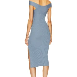 ROBE MI-LONGUE BELLA Dusty Blue 5 ROBE MI-LONGUE BELLA Dusty Blue -Ravis Mode Soldes Boutique ONEG WD37 V3