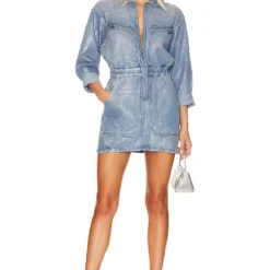 One Teaspoon ROBE MINI EN JEAN OLIVIA Metal Blue