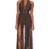 OSEREE ROBE GEM DEEP V Brown Multicolor
