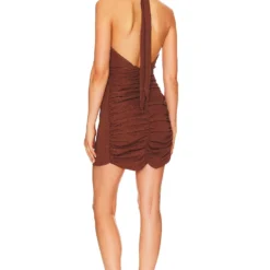 OW Collection ROBE COURTE CELINE Chocolate Brown -Ravis Mode Soldes Boutique OWIR WD41 V3