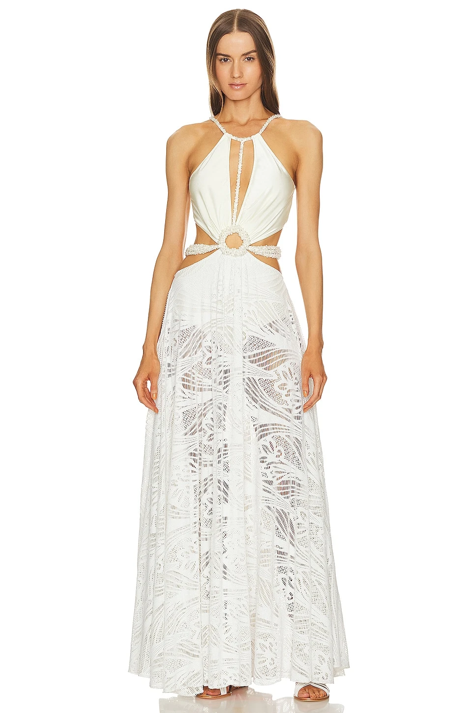 ROBE DE PLAGE AVEC PERLES White 1 ROBE DE PLAGE AVEC PERLES White