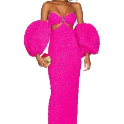 ROBE MAXI AVEC MANCHES AMOVIBLES Neon Pink