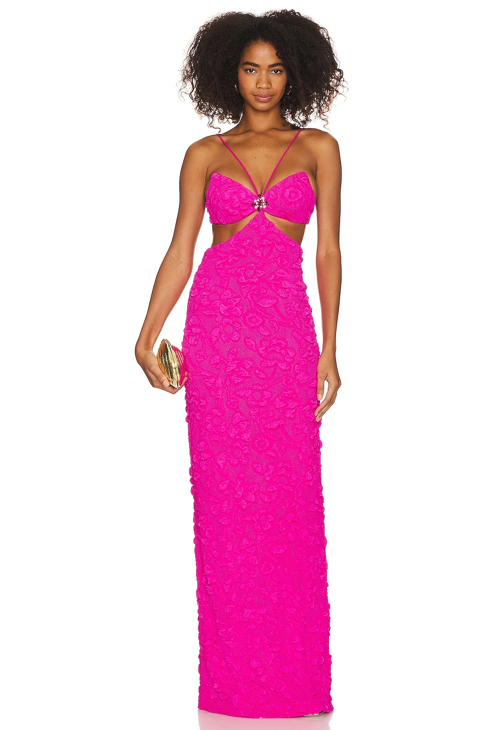 ROBE MAXI AVEC MANCHES AMOVIBLES Neon Pink 2 ROBE MAXI AVEC MANCHES AMOVIBLES Neon Pink – Image 2
