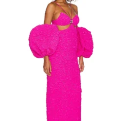 ROBE MAXI AVEC MANCHES AMOVIBLES Neon Pink 7 ROBE MAXI AVEC MANCHES AMOVIBLES Neon Pink -Ravis Mode Soldes Boutique PBTO WD214 V3