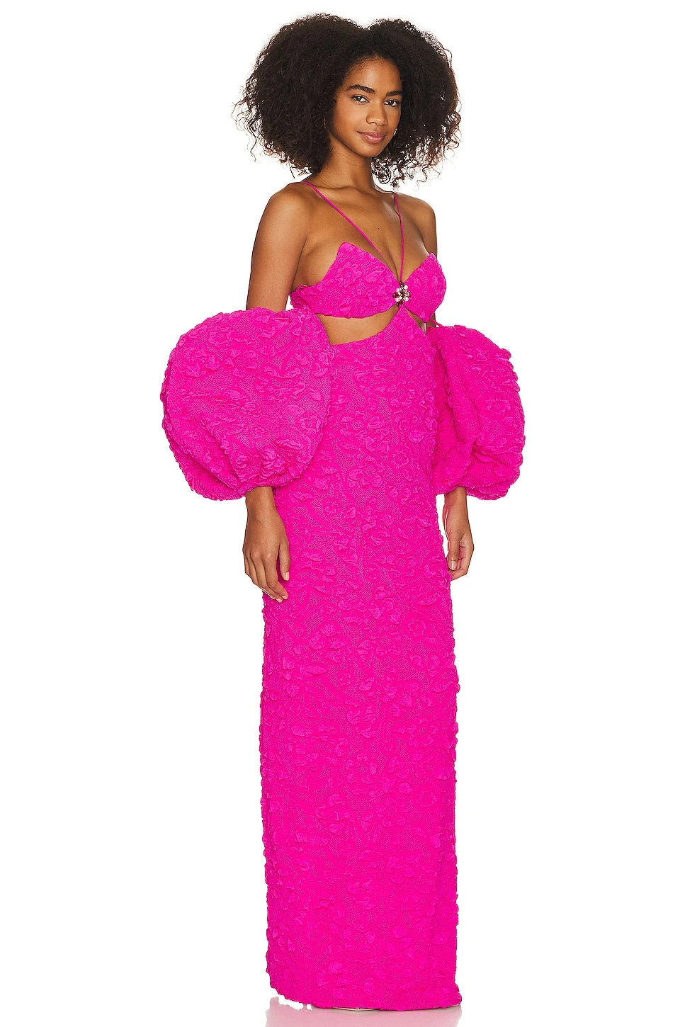 ROBE MAXI AVEC MANCHES AMOVIBLES Neon Pink 3 ROBE MAXI AVEC MANCHES AMOVIBLES Neon Pink – Image 3