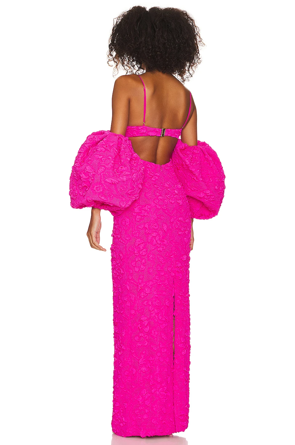 ROBE MAXI AVEC MANCHES AMOVIBLES Neon Pink 4 ROBE MAXI AVEC MANCHES AMOVIBLES Neon Pink – Image 4