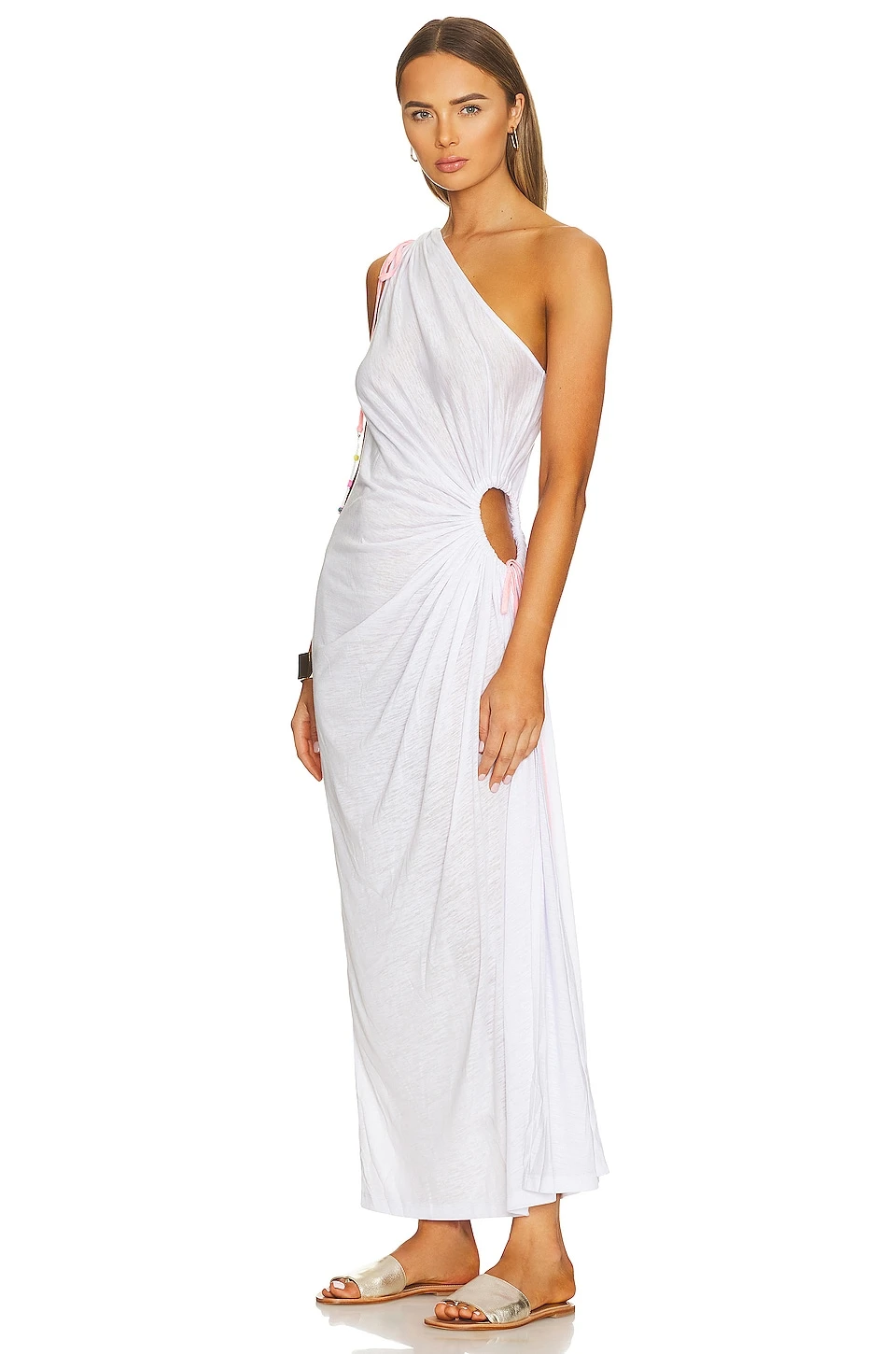 ROBE UNE ÉPAULE DÉNUDÉE White 3 ROBE UNE ÉPAULE DÉNUDÉE White – Image 3