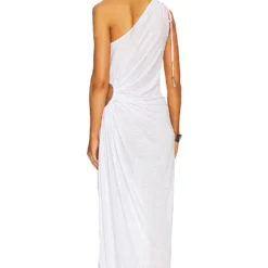ROBE UNE ÉPAULE DÉNUDÉE White 9 ROBE UNE ÉPAULE DÉNUDÉE White -Ravis Mode Soldes Boutique PITR WD100 V4