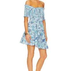 ROBE COURTE AVEC ÉPAULES DÉNUDÉES SOLEDAD BLUE AQUARELLE 5 ROBE COURTE AVEC ÉPAULES DÉNUDÉES SOLEDAD BLUE AQUARELLE -Ravis Mode Soldes Boutique PSTB WD227 V2