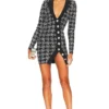 ROBE MIMI Black & Silver Houndstooth