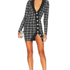 ROBE MIMI Black & Silver Houndstooth