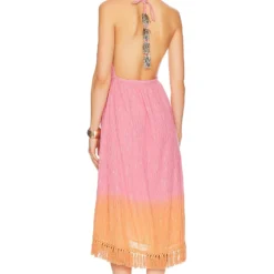 ROBE ADELA Dubai Tie Dye Pink Orange 8 ROBE ADELA Dubai Tie Dye Pink Orange -Ravis Mode Soldes Boutique SDRE WD188 V4