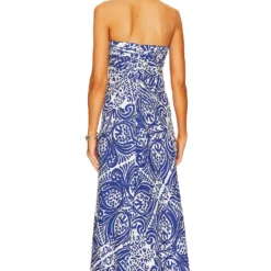 Shona Joy ROBE POMBELINE Ivory & Deep Blue -Ravis Mode Soldes Boutique SHON WD481 V3