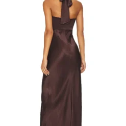 Shona Joy ROBE MIDI DOS-NU AVEC FRONCES LANA Cocoa -Ravis Mode Soldes Boutique SHON WD496 V3