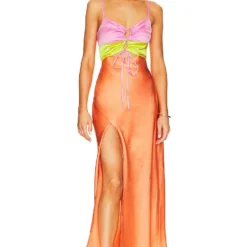 Show Me Your Mumu ROBE CALLOWAY Cantaloupe Luxe Satin