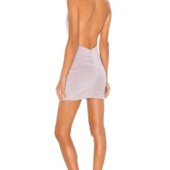 ROBE ENCOLURE V PROFOND JULIANA Mauve Metallic -Ravis Mode Soldes Boutique SPDW WD1422 V3