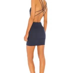 ROBE AVEC LIENS À NOUER AU DOS GRECIA Navy -Ravis Mode Soldes Boutique SPDW WD590 V1 1
